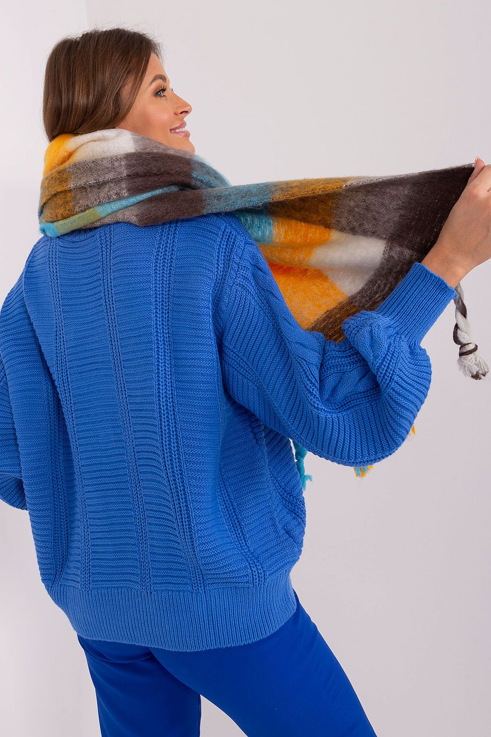 Schal Damen Lang Kariert - Herbst Winter Schal Fransen