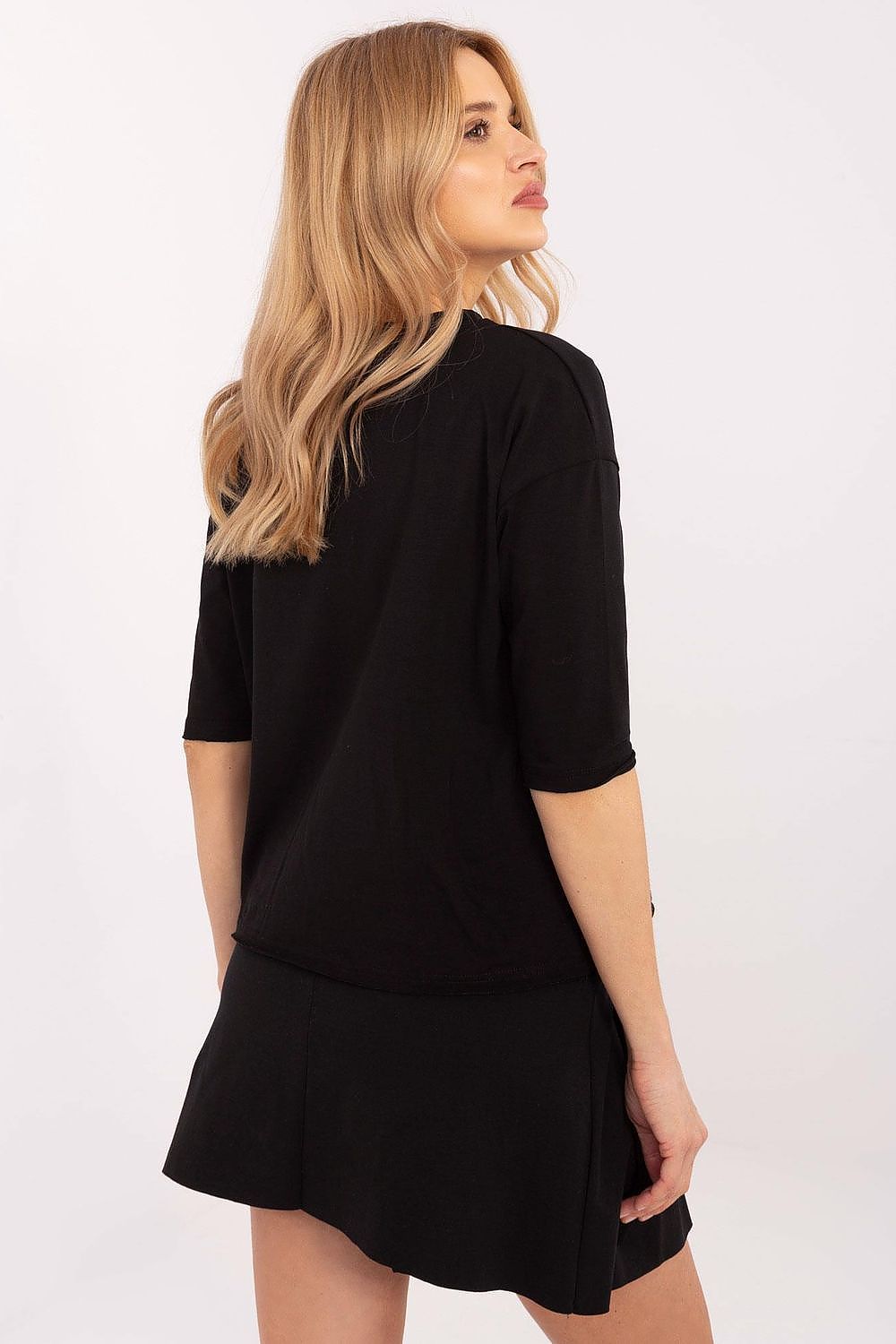 Bluse Damen 3/4-Arm Aufschrift Nieten Baumwolle – S bis XL