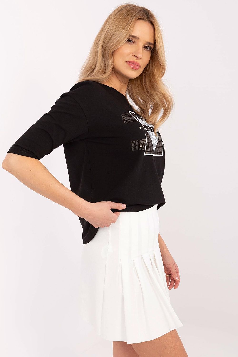 T-Shirt Damen 3/4-Arm Print Schriftzug Baumwolle – S bis XL