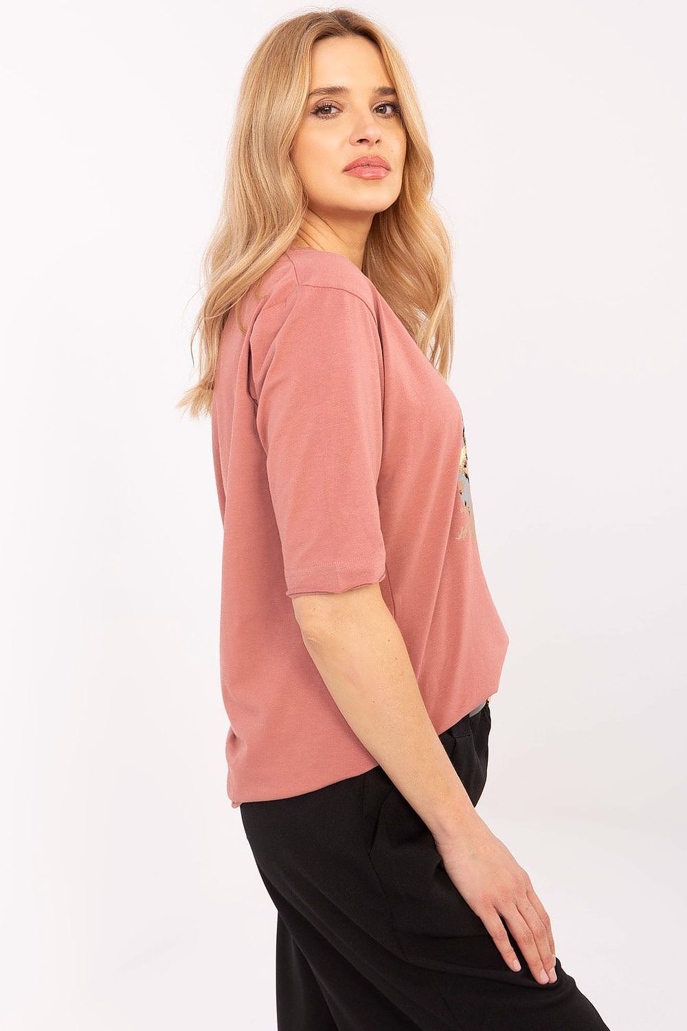 Bluse Damen 3/4-Arm Tiermotiv Print Baumwolle – S bis XL