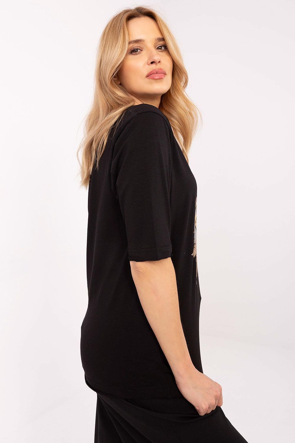 Bluse Damen 3/4-Arm Tiermotiv Print Baumwolle – S bis XL