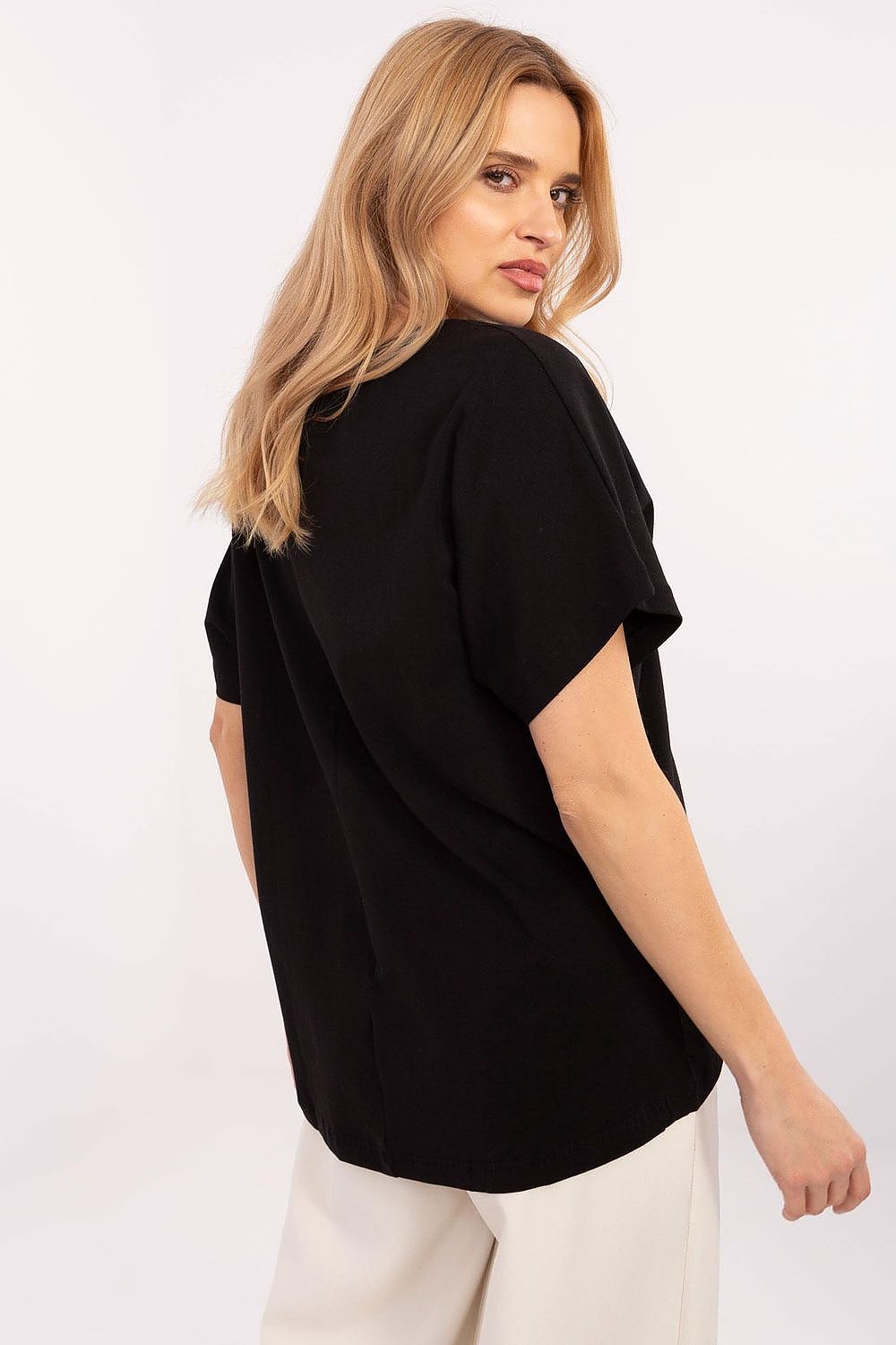 Oversize Top Damen Baumwolle lässig – S bis XL Schwarz