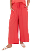 Palazzo Hose Damen hohe Taille Viskose rosa