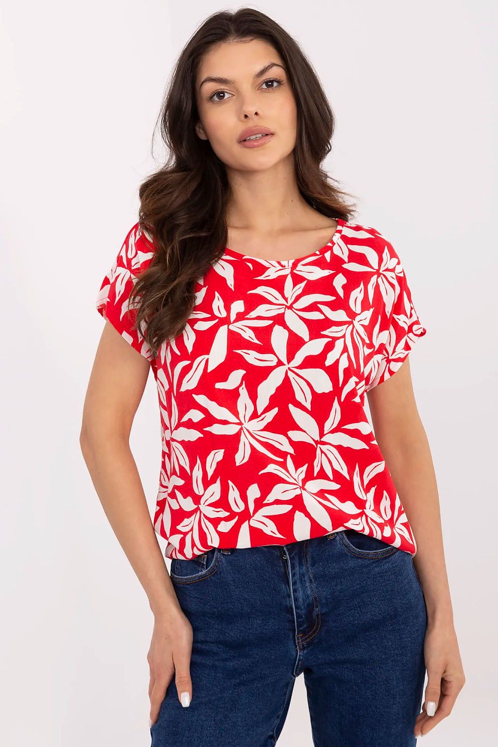 Bluse Damen Kurzarm Viskose locker rosa