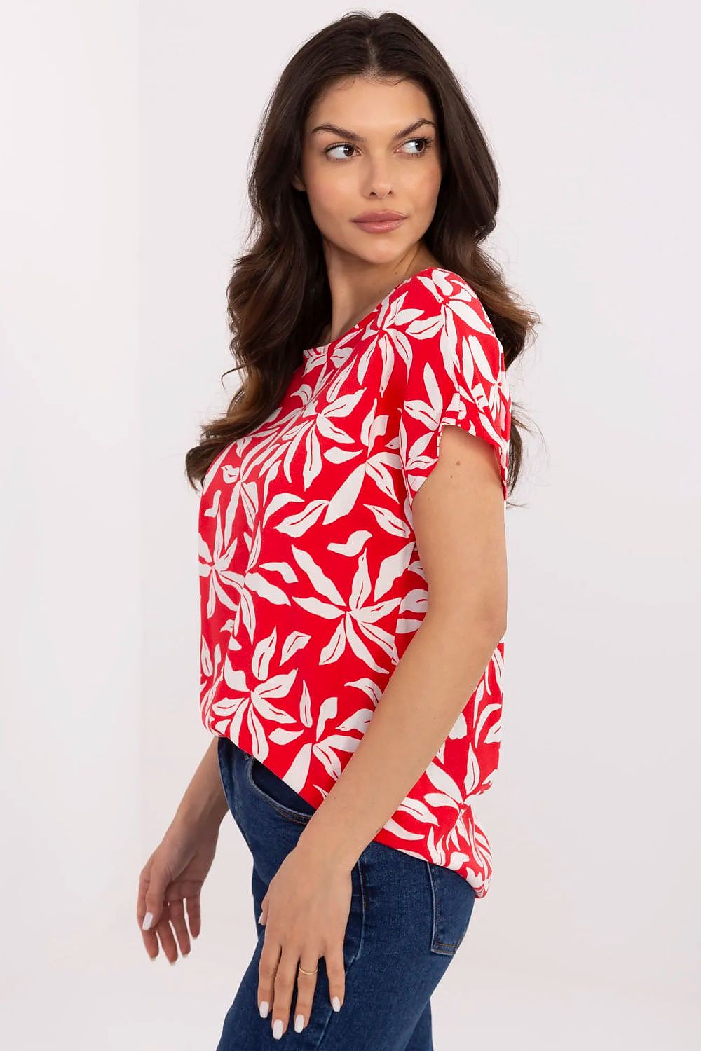 Bluse Damen Kurzarm Viskose locker rosa