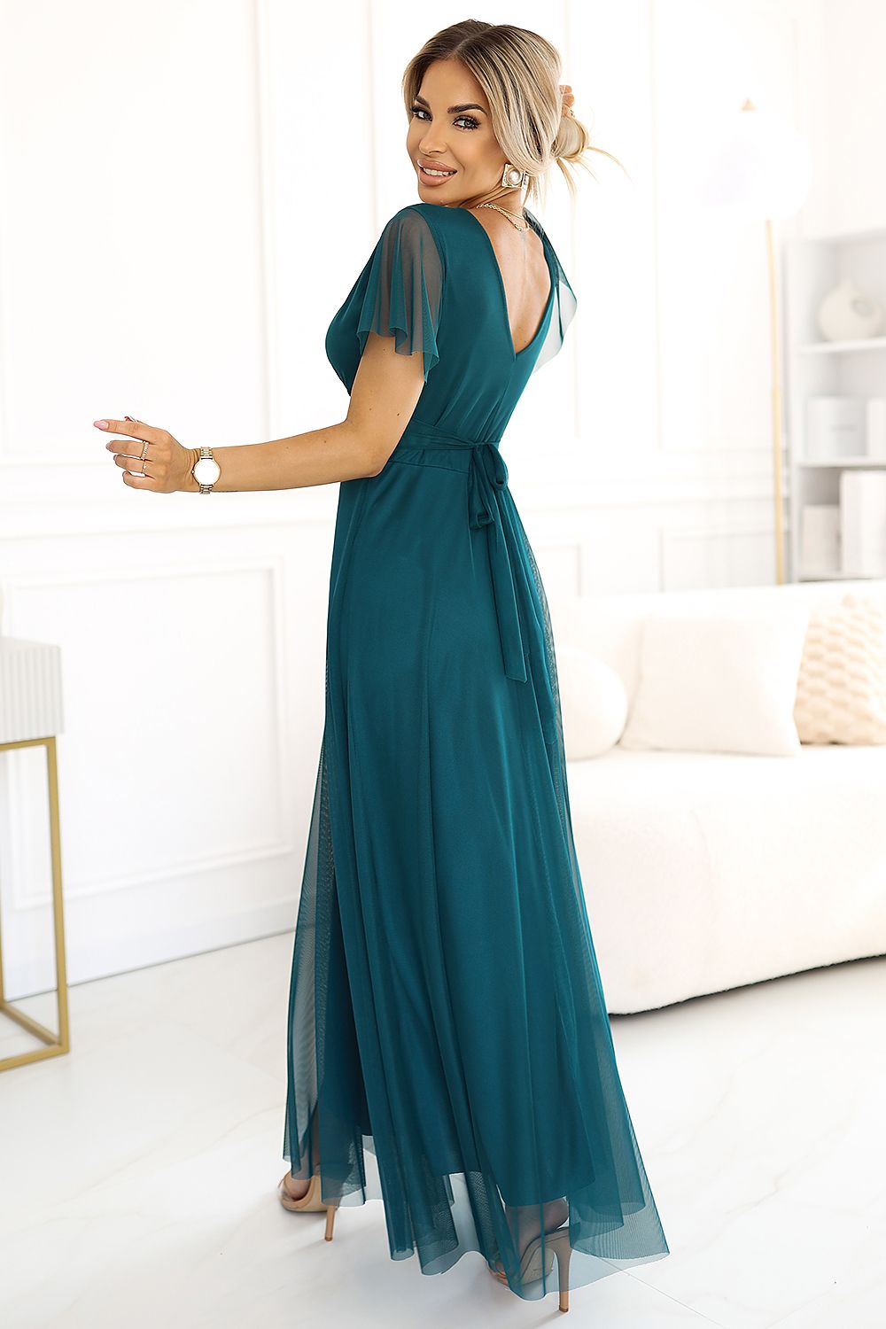 Maxikleid Damen Tüll Bindeband Unterstützte Körbchen