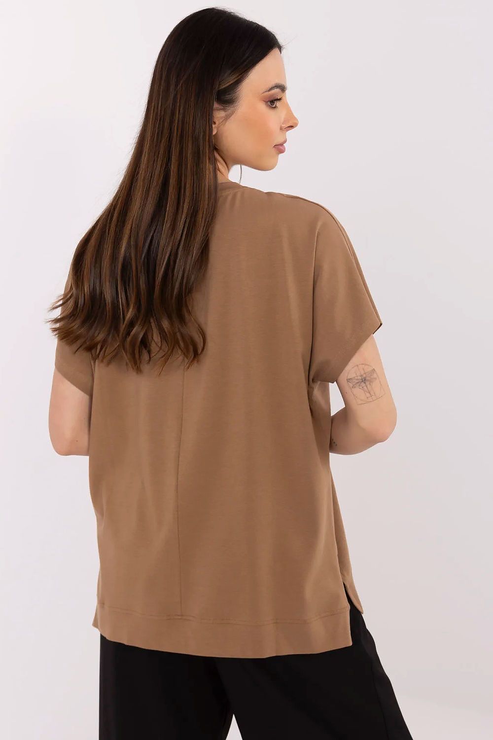 T-Shirt Damen Kurzarm Applikation Strass Baumwolle – S/M & L/XL