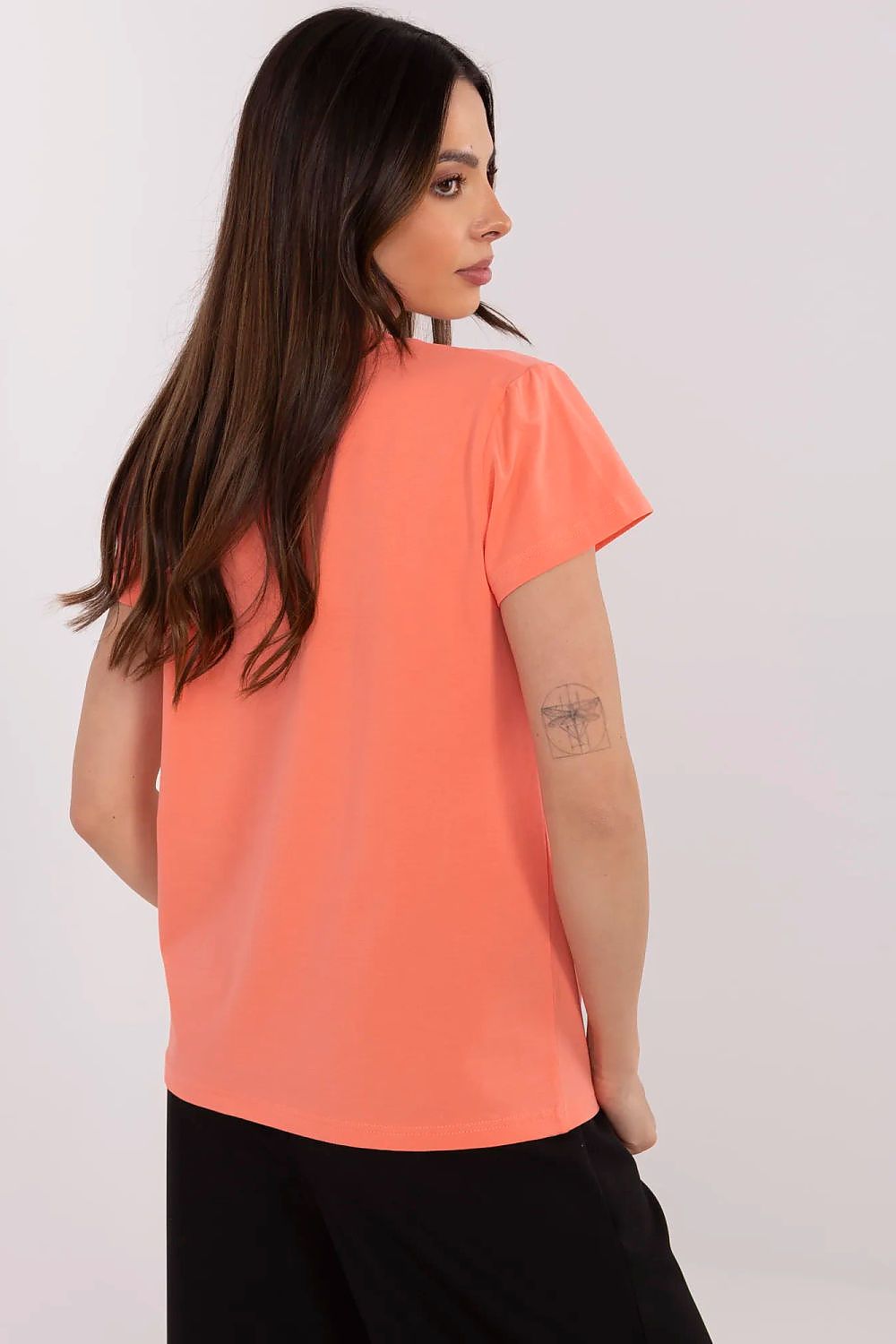 T-Shirt Damen V-Ausschnitt Applikation Zirkonia Baumwolle – S bis XL
