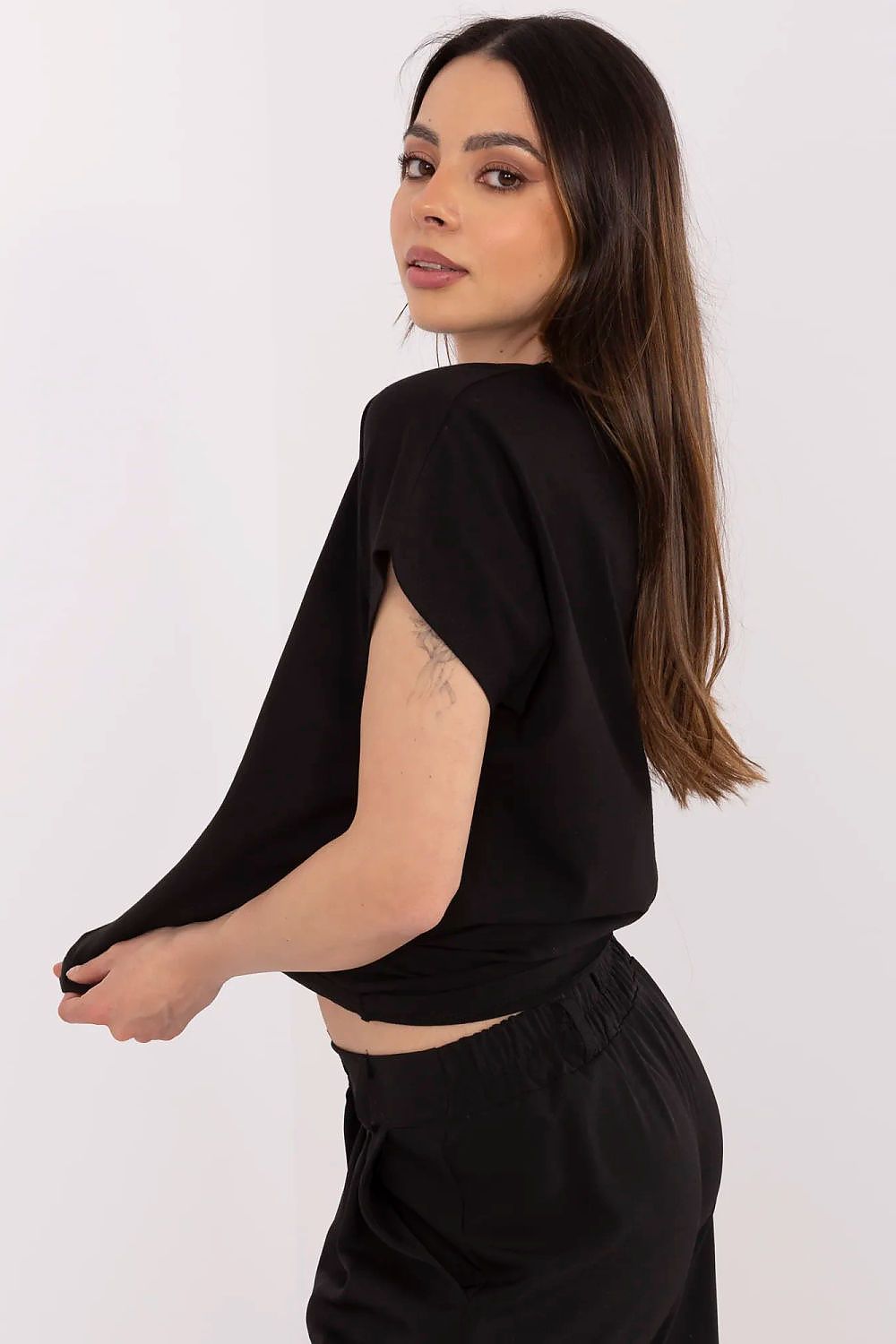 T-Shirt Damen Herz Applikation Strass Baumwolle – Weiß & Schwarz S-XL