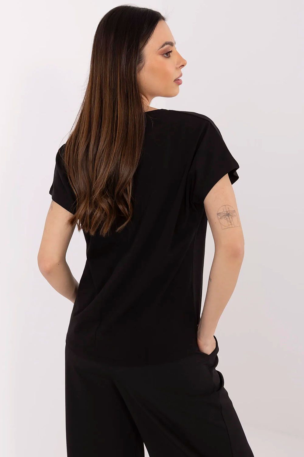 T-Shirt Damen Herz Applikation Strass Baumwolle – Weiß & Schwarz S-XL
