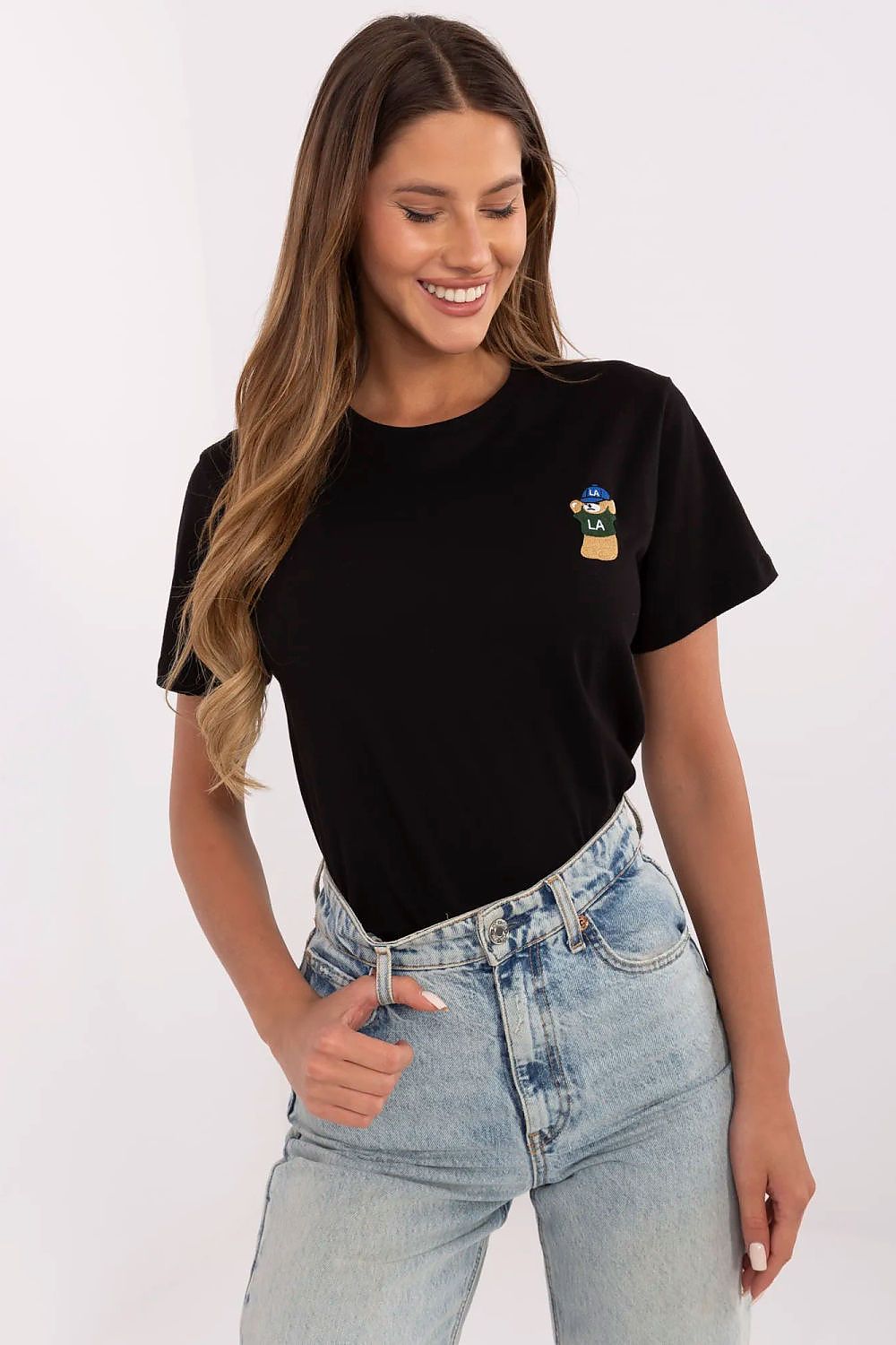 T-Shirt Damen Bär Stickerei 100% Baumwolle – S bis XL Casual