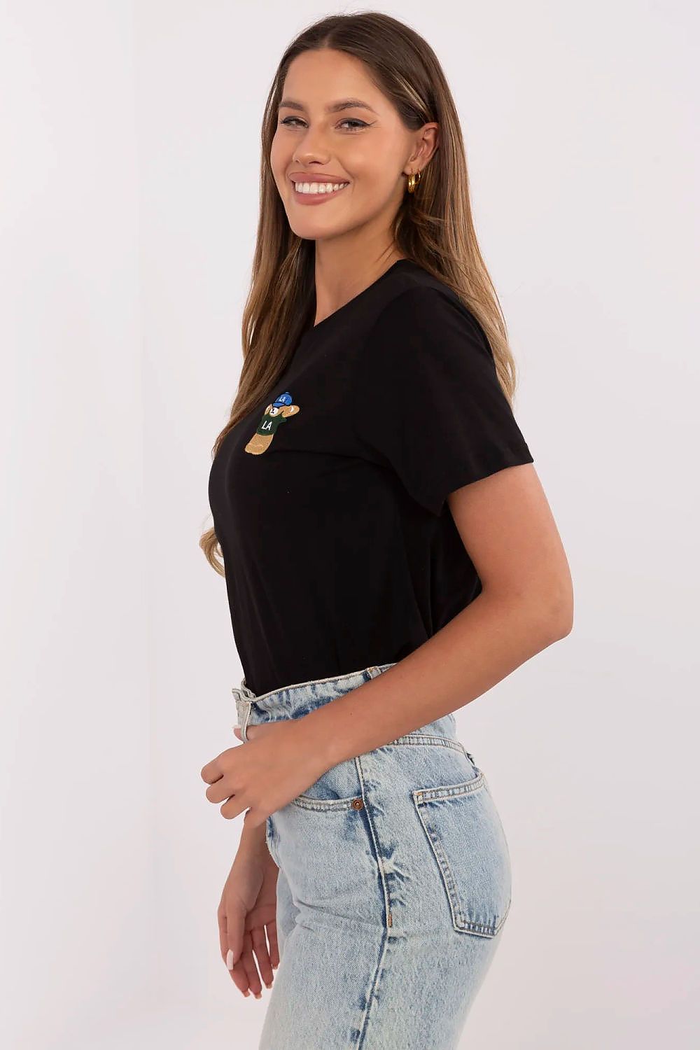 T-Shirt Damen Bär Stickerei 100% Baumwolle – S bis XL Casual