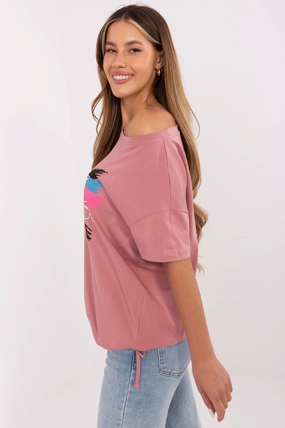 T-Shirt Damen Applikation Pailletten Stickerei Baumwolle – S bis XL