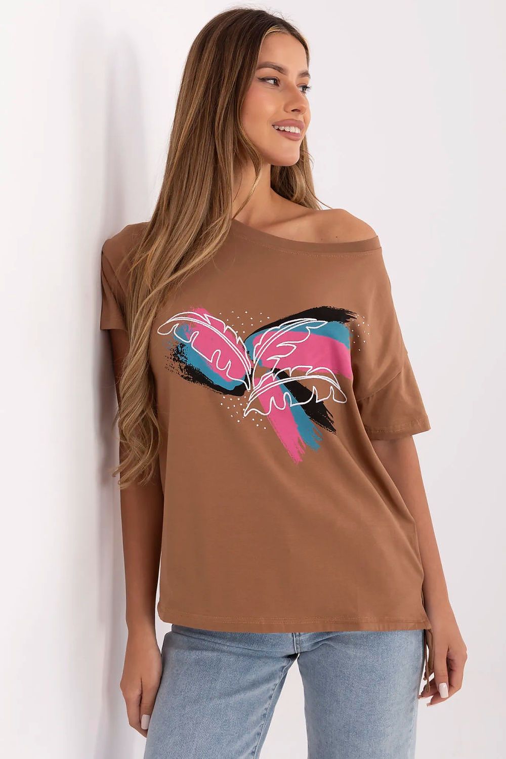 T-Shirt Damen Applikation Pailletten Stickerei Baumwolle – S bis XL
