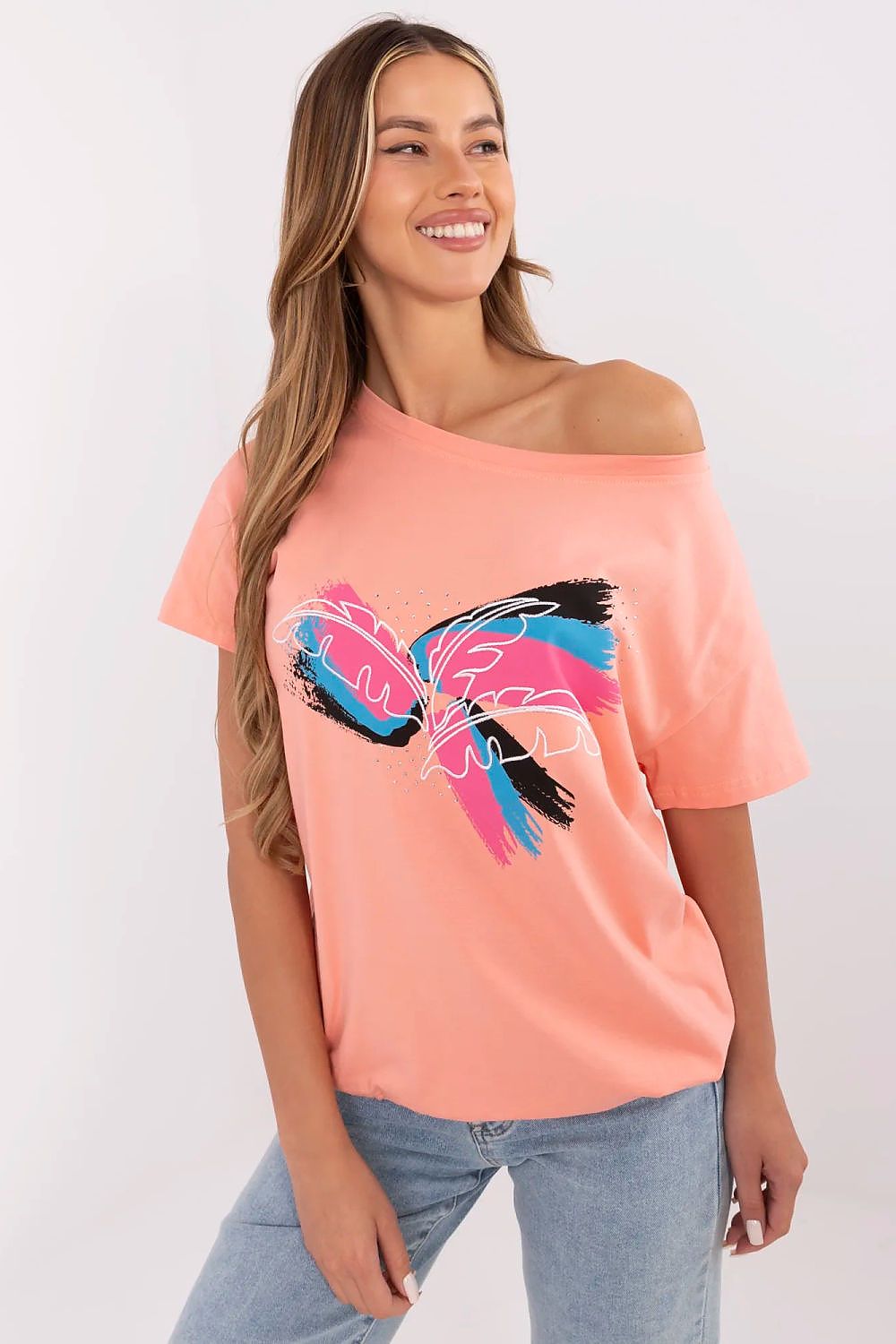 T-Shirt Damen Applikation Pailletten Stickerei Baumwolle – S bis XL