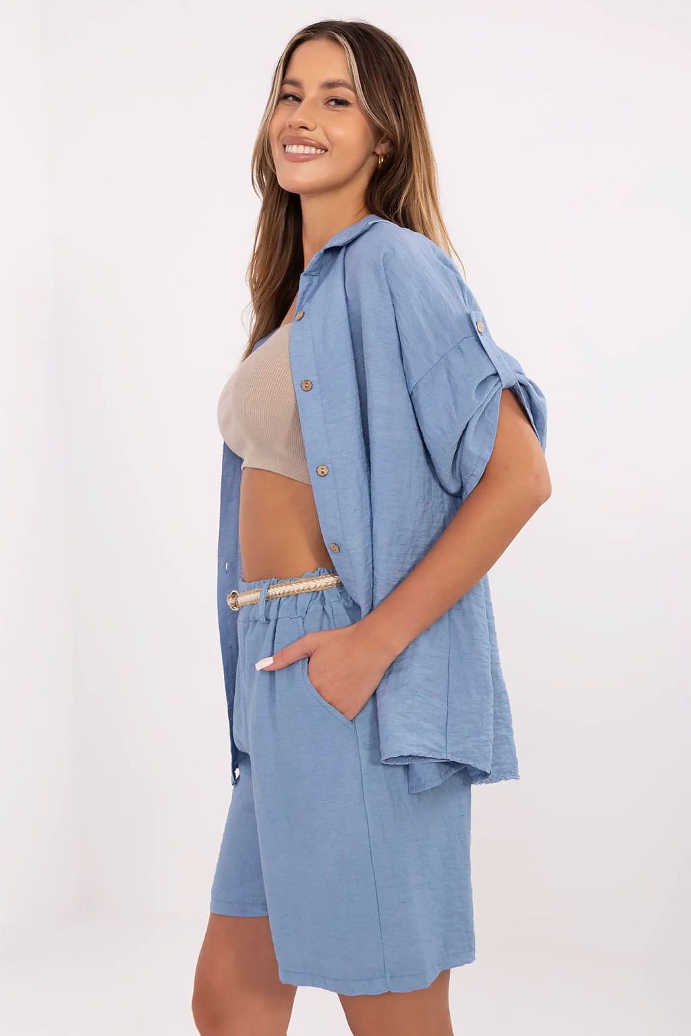 Shorts Damen Boho Viskose Leinen Hohe Taille