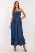 Sommerkleid Damen Maxi Lyocell ärmellos mit Rüschen & Volant