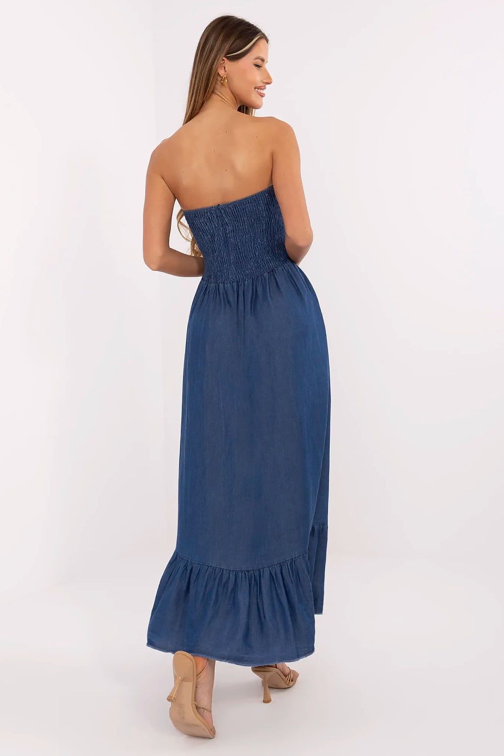 Sommerkleid Damen Maxi Lyocell ärmellos mit Rüschen & Volant