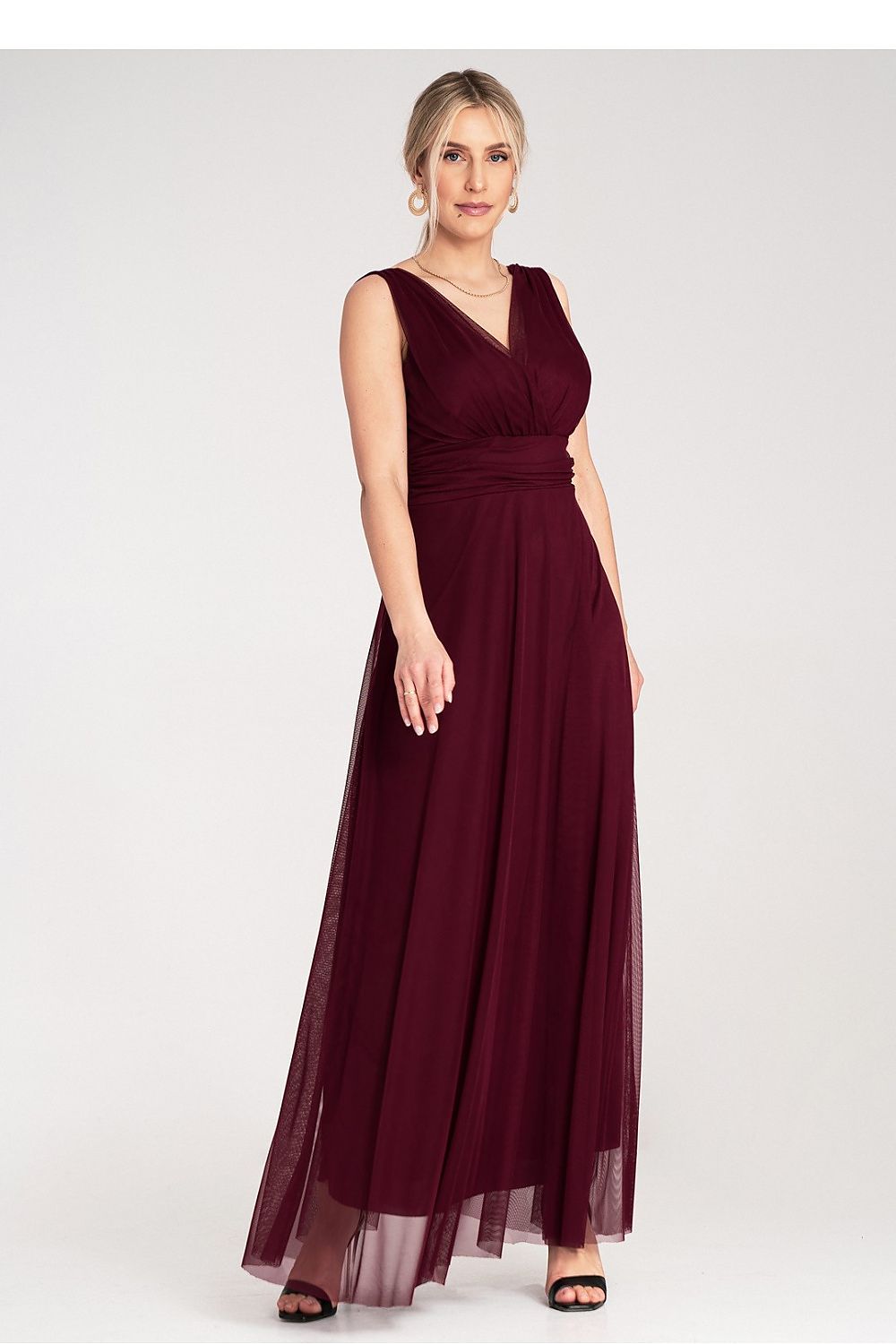 Maxikleid Damen Wickelausschnitt Rückausschnitt Schleife festlich