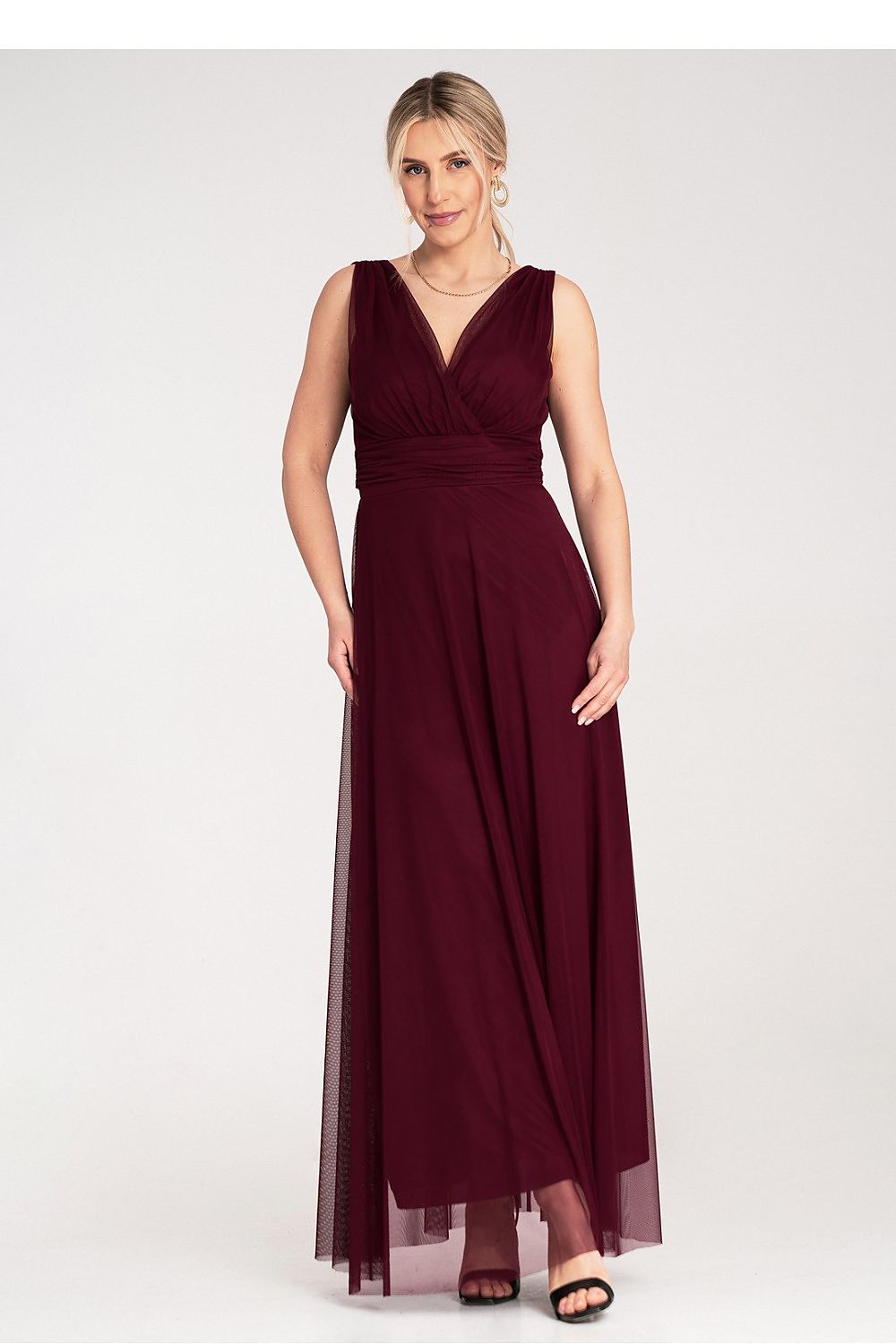 Maxikleid Damen Wickelausschnitt Rückausschnitt Schleife festlich