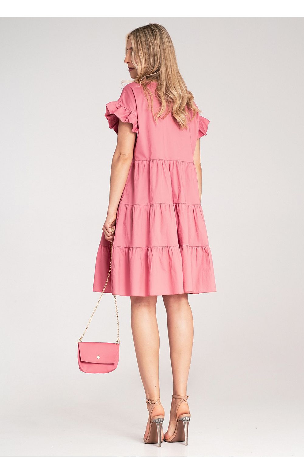Minikleid Damen Rüschen Baumwolle Tasche goldene Kette