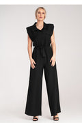 Overall Damen Jumpsuit Viskose ärmellos Gürtel elegant