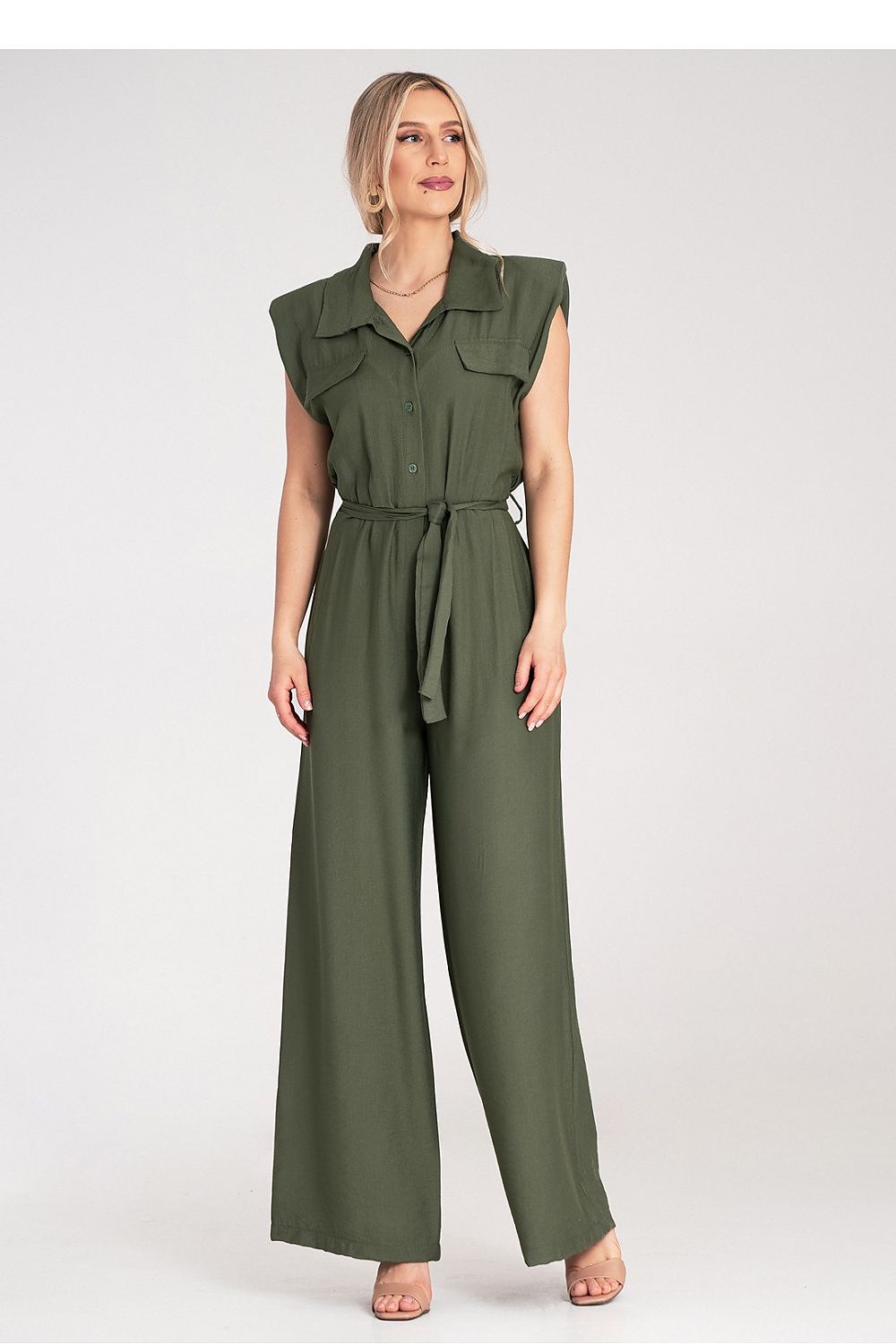 Overall Damen Jumpsuit Viskose ärmellos Gürtel elegant