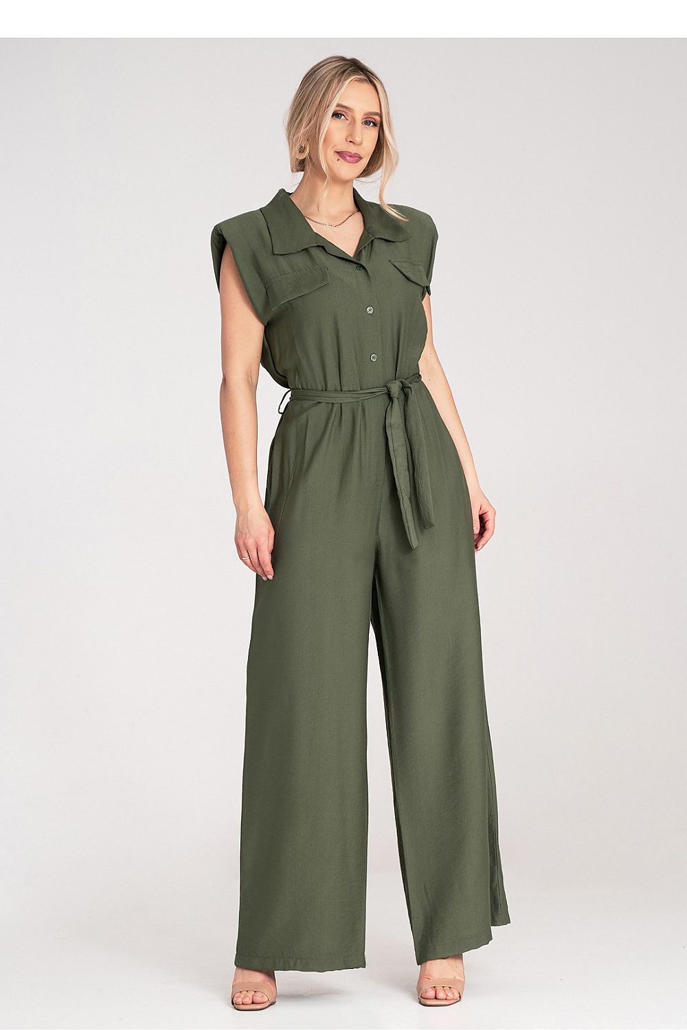 Overall Damen Jumpsuit Viskose ärmellos Gürtel elegant