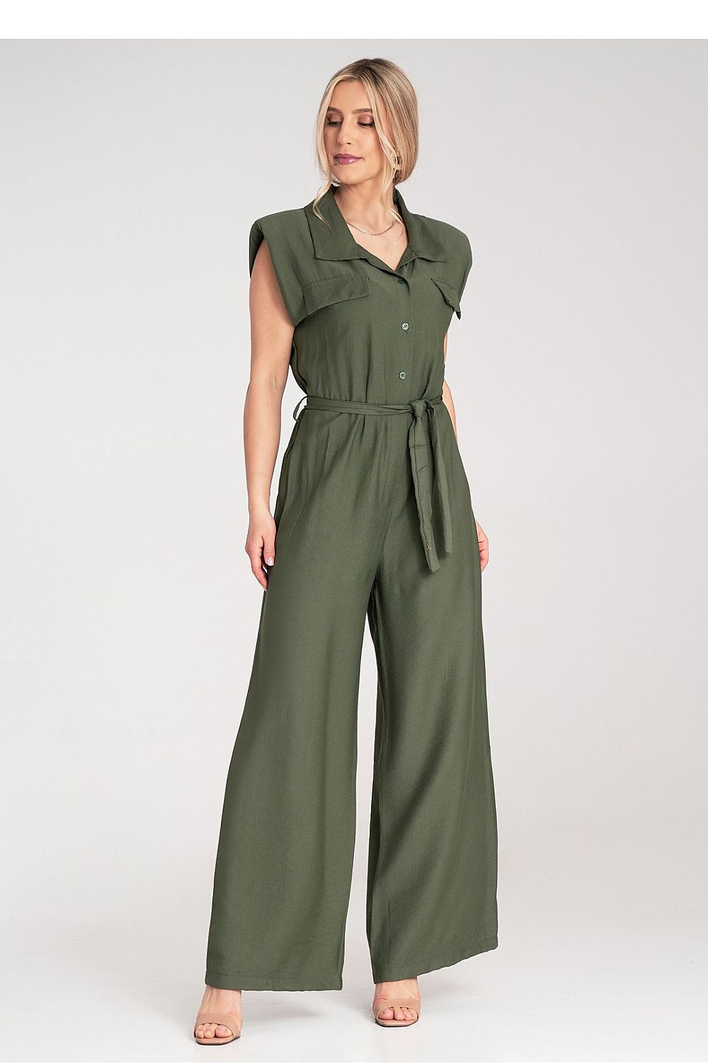 Overall Damen Jumpsuit Viskose ärmellos Gürtel elegant