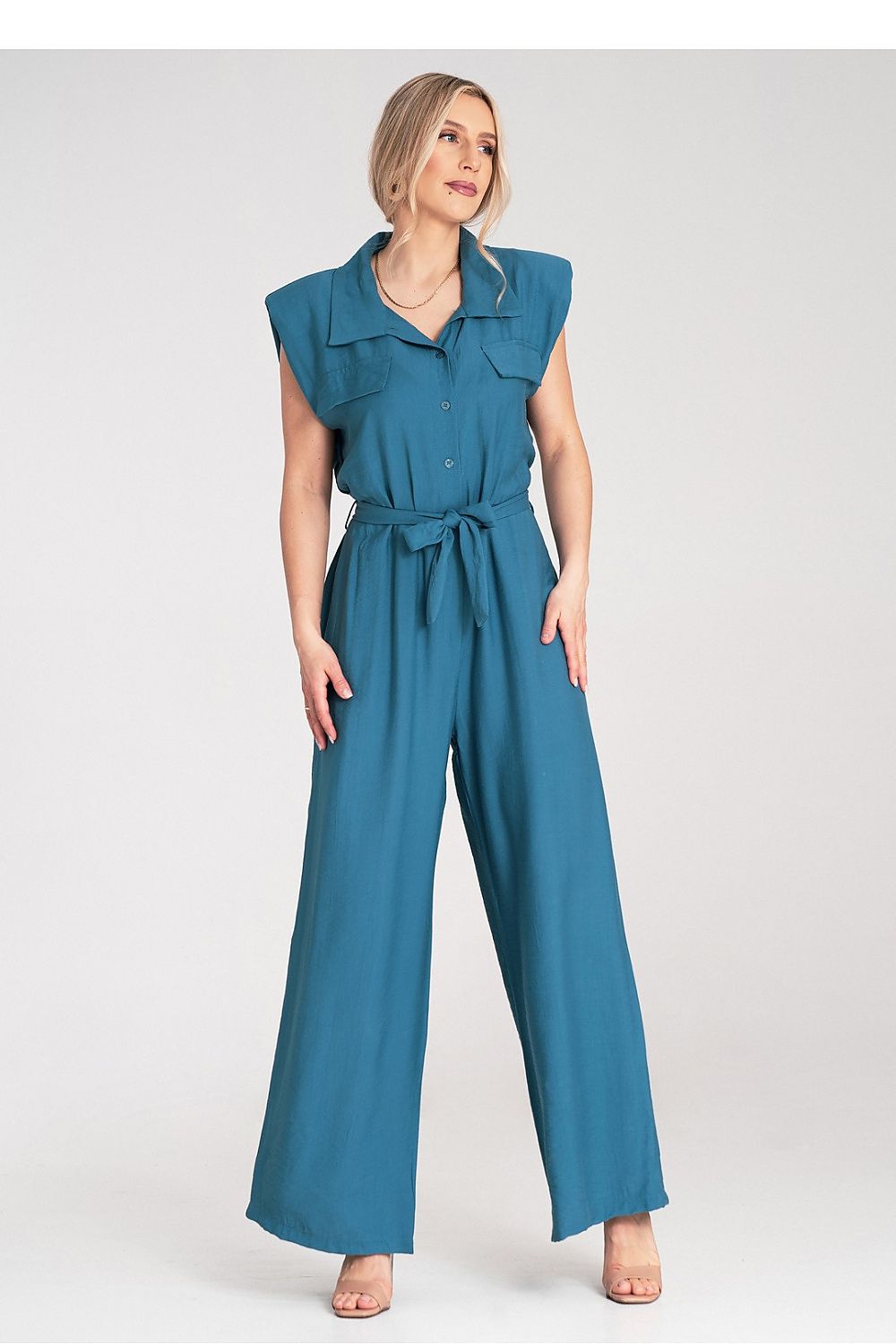 Overall Damen Jumpsuit Viskose ärmellos Gürtel elegant