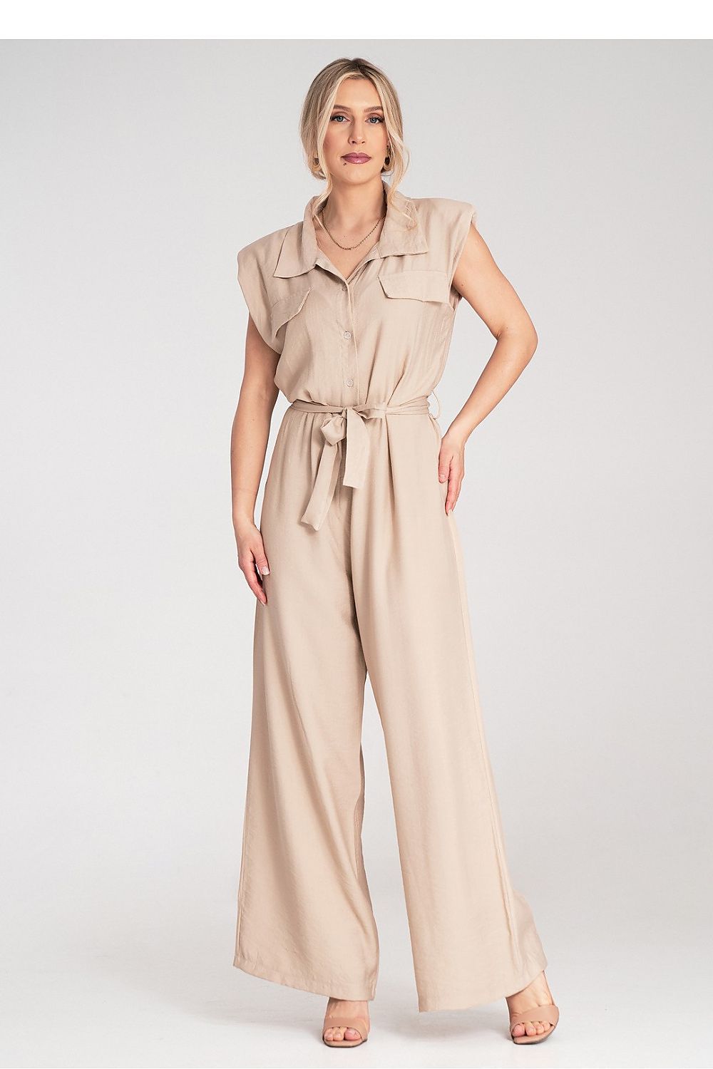 Overall Damen Jumpsuit Viskose ärmellos Gürtel elegant