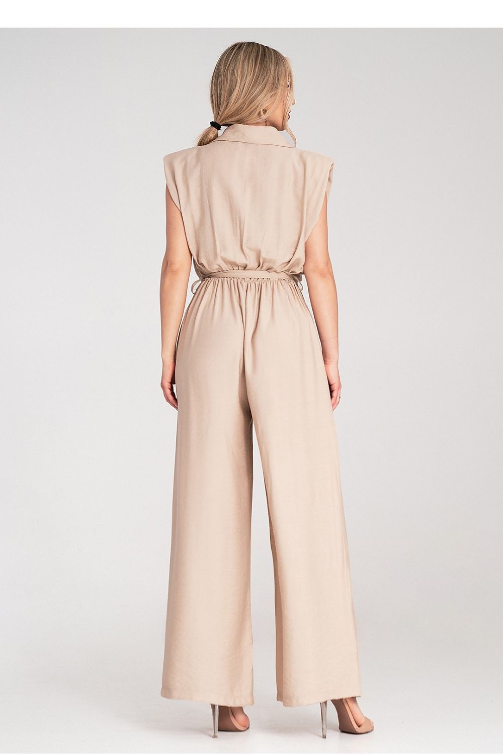 Overall Damen Jumpsuit Viskose ärmellos Gürtel elegant