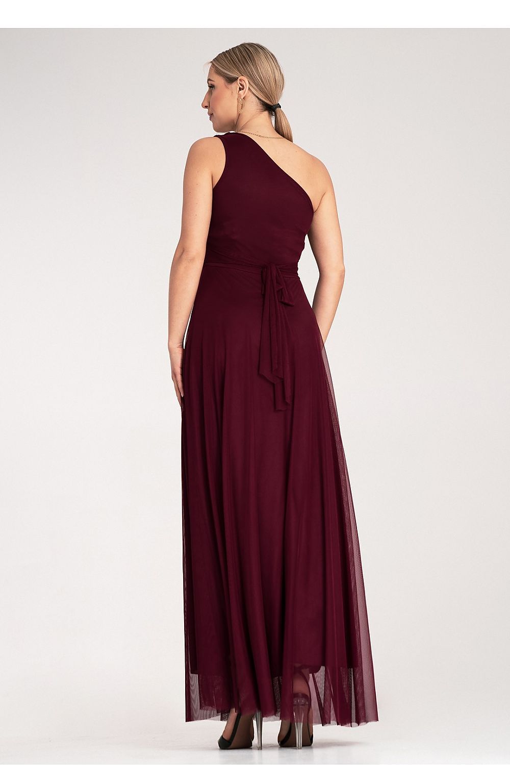 Maxikleid Damen asymmetrisch One-Shoulder Raffung festlich