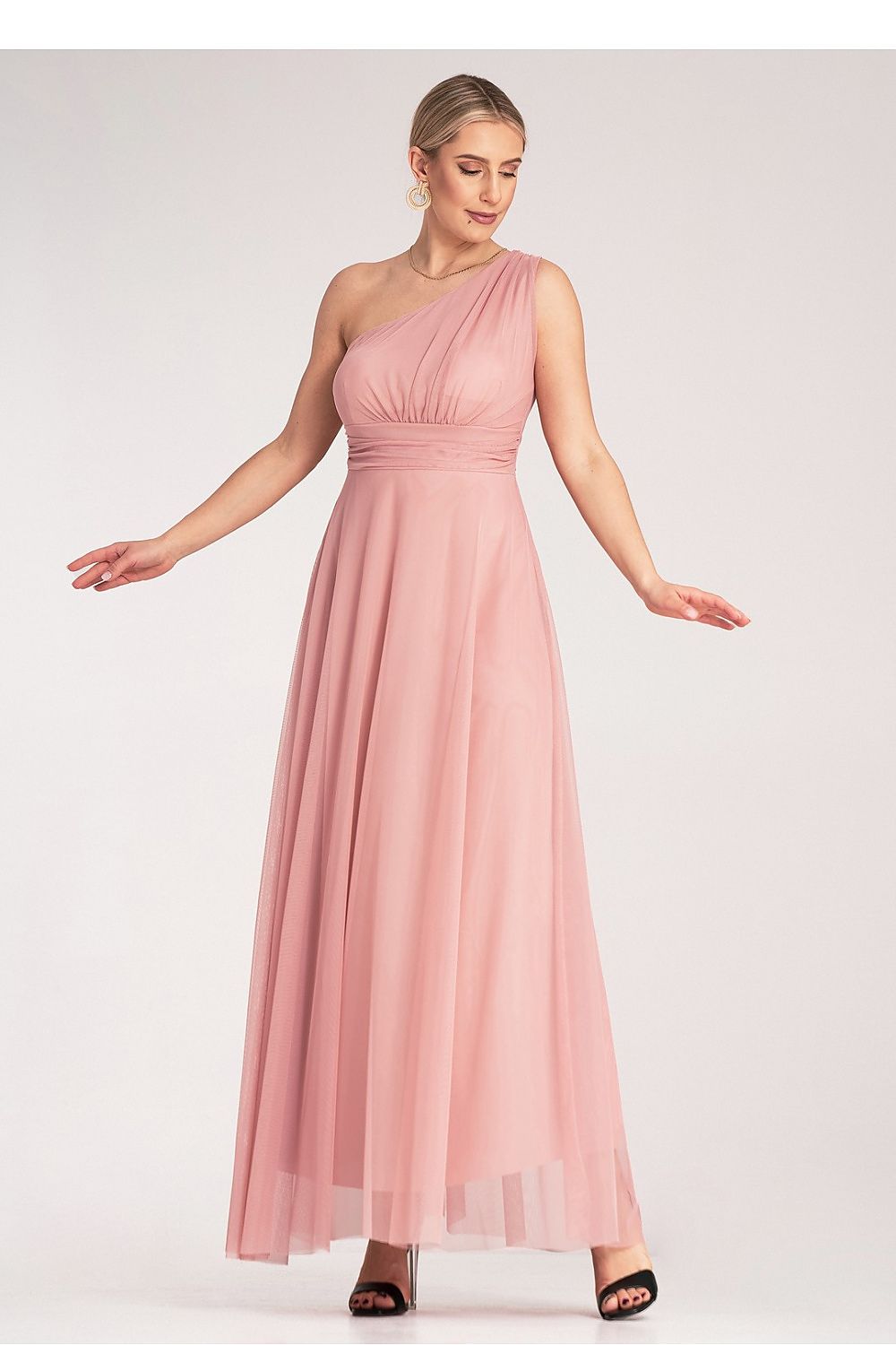 Maxikleid Damen asymmetrisch One-Shoulder Raffung festlich