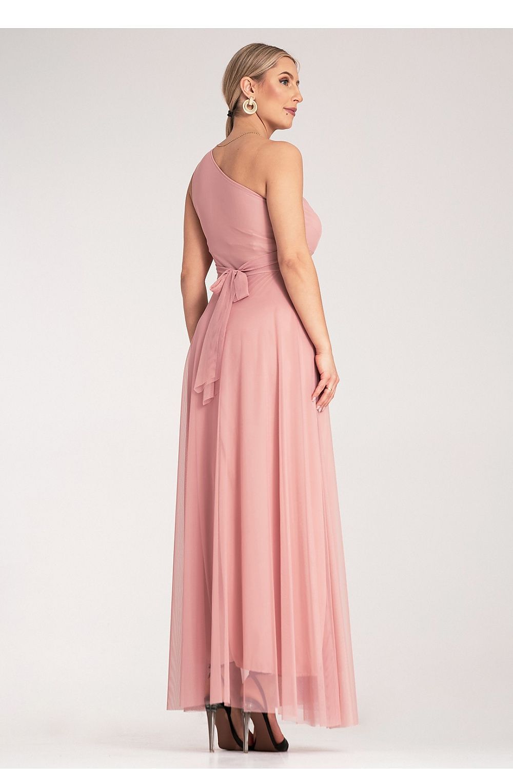 Maxikleid Damen asymmetrisch One-Shoulder Raffung festlich