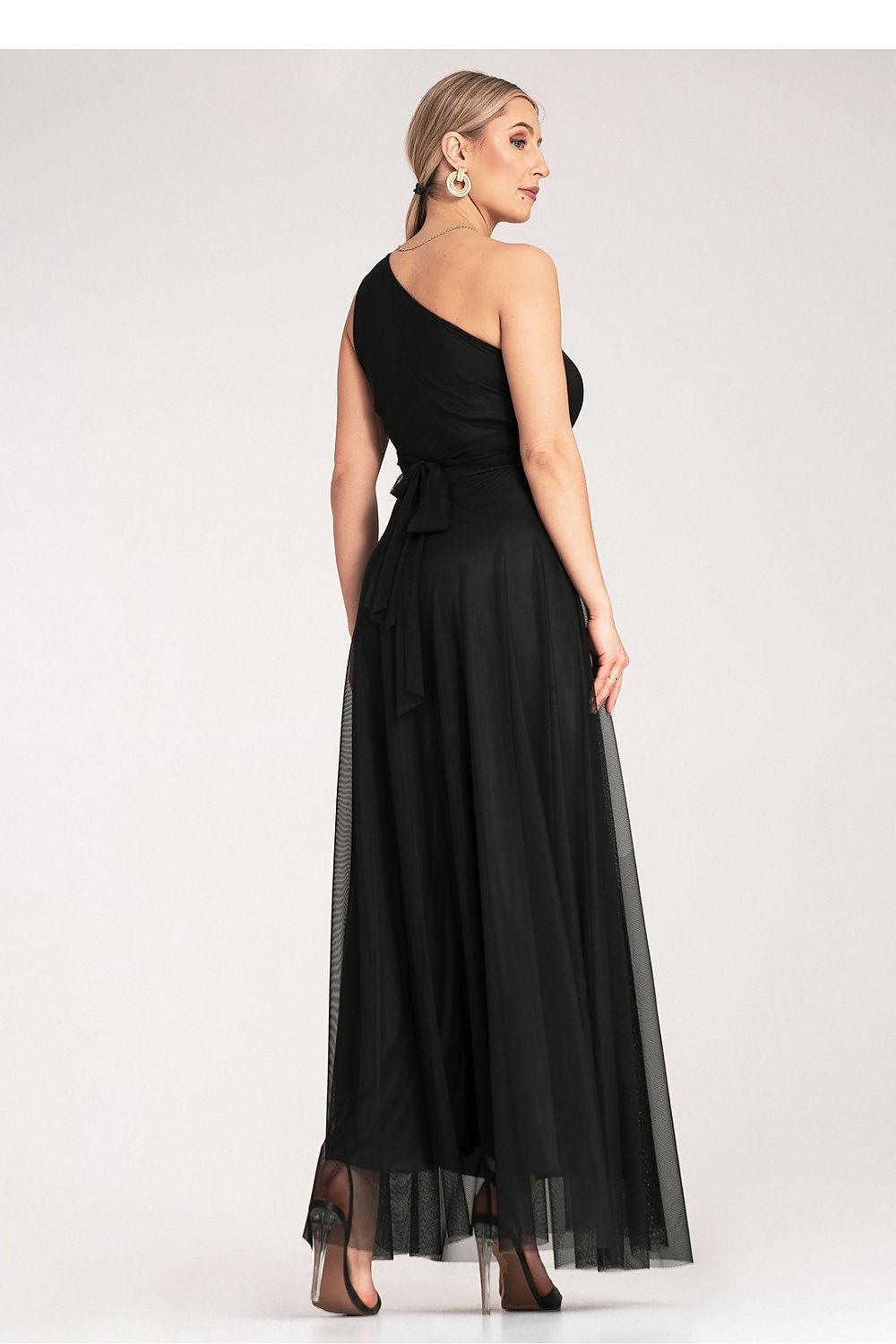Maxikleid Damen asymmetrisch One-Shoulder Raffung festlich