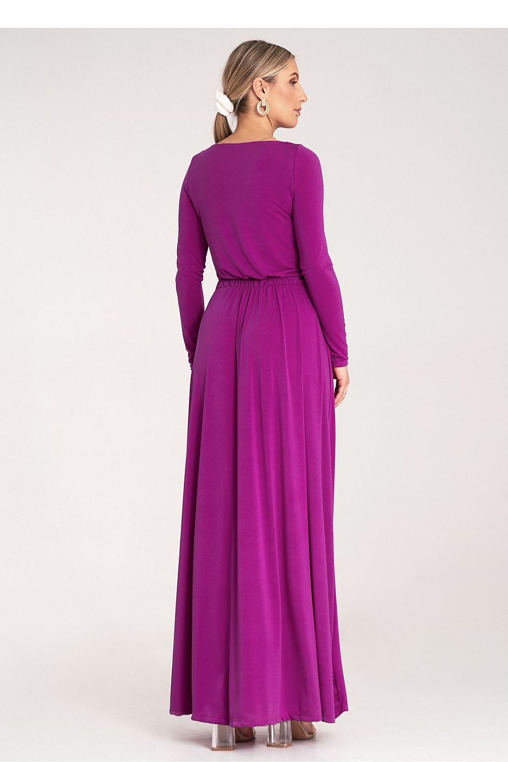 Maxikleid Damen Langarm Tailliert Elegant