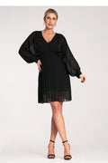 Cocktailkleid Damen Kimono Chiffon – Plissiertes Abendkleid S/M
