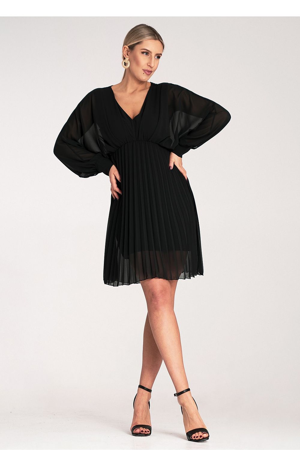 Cocktailkleid Damen Kimono Chiffon – Plissiertes Abendkleid S/M