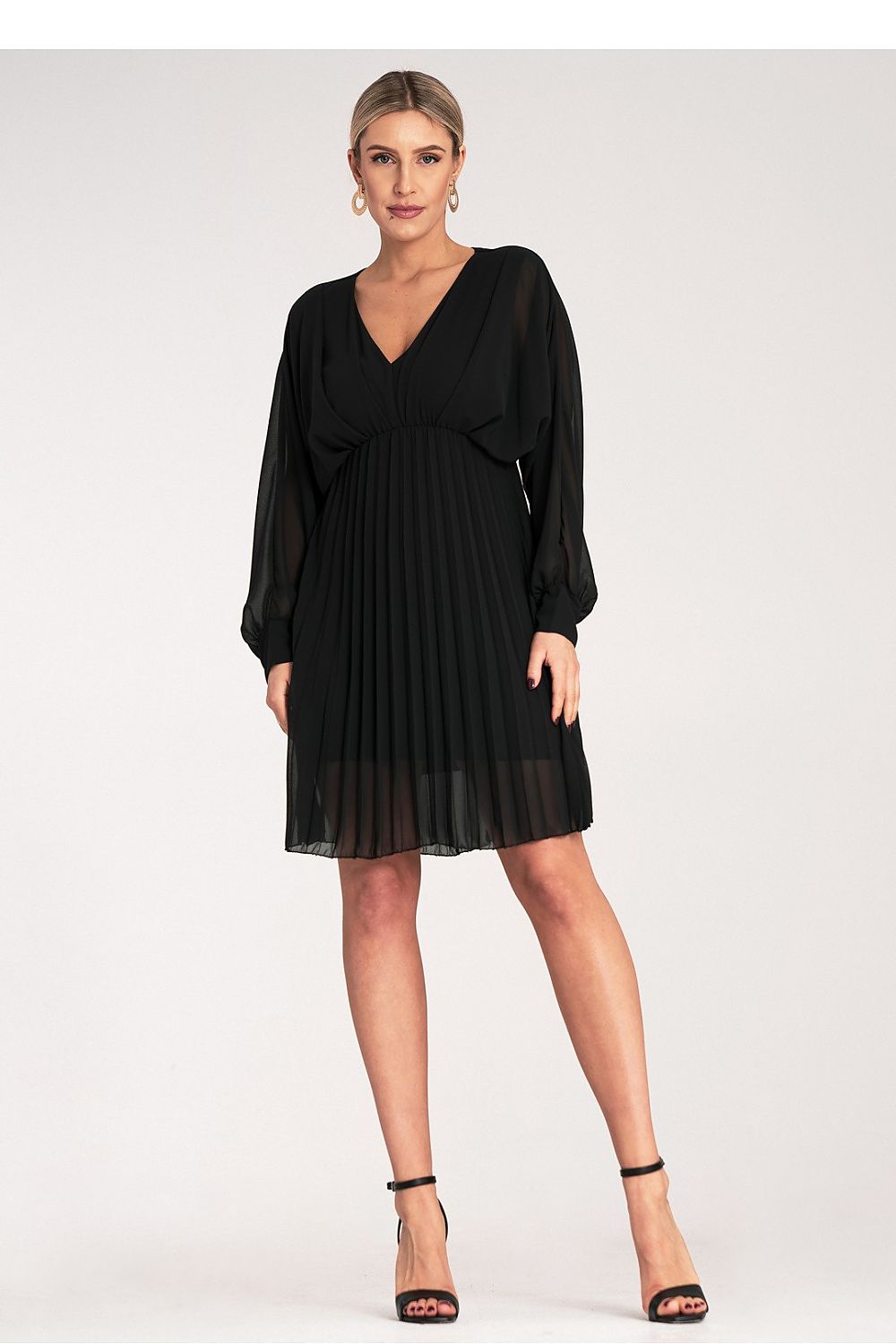Cocktailkleid Damen Kimono Chiffon – Plissiertes Abendkleid S/M