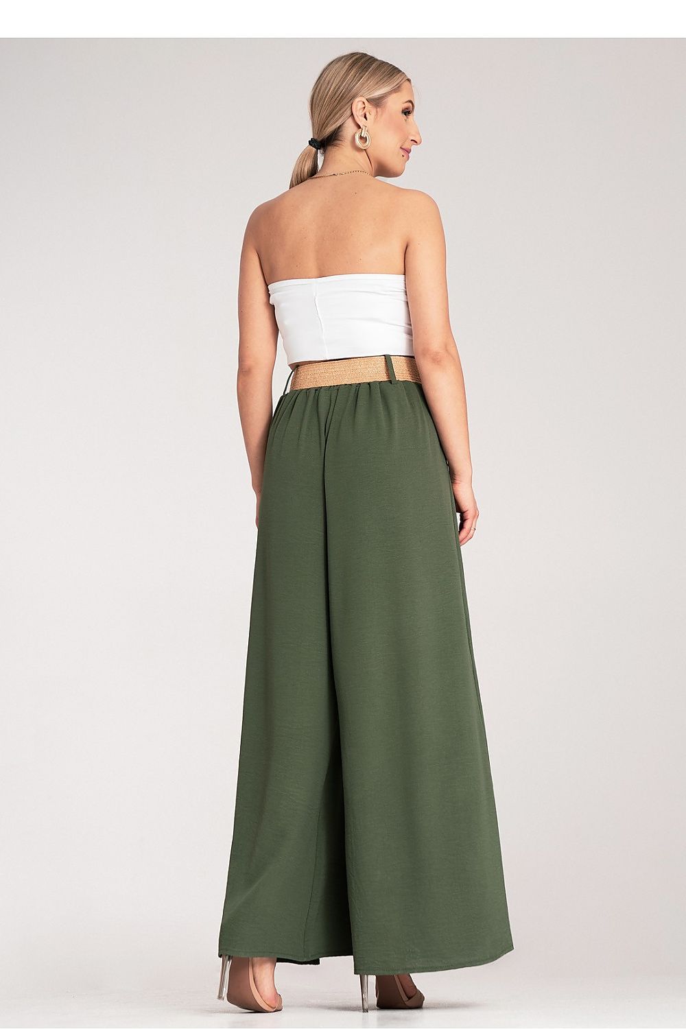 Damen Weithose hohe Taille – Mit Flechtgürtel