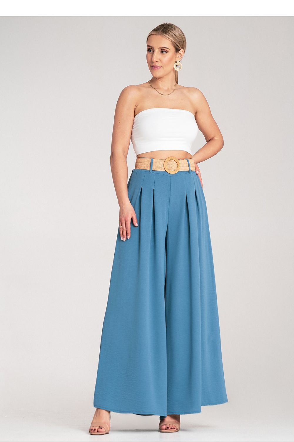 Damen Weithose hohe Taille – Mit Flechtgürtel