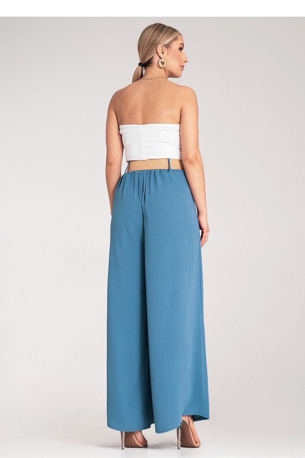 Damen Weithose hohe Taille – Mit Flechtgürtel