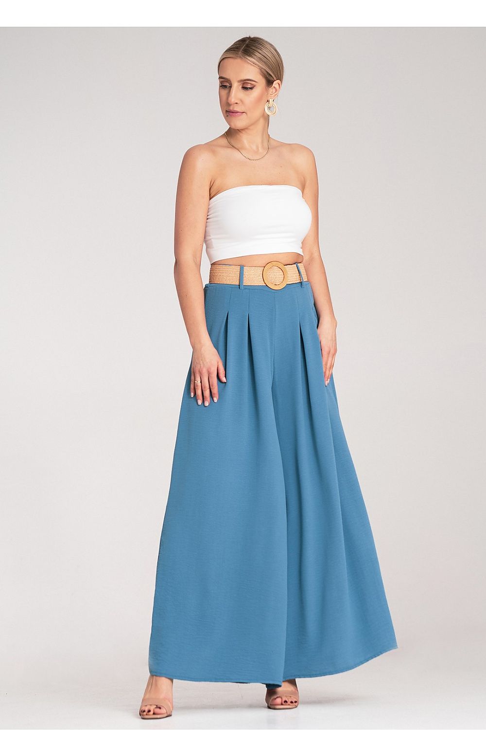Damen Weithose hohe Taille – Mit Flechtgürtel