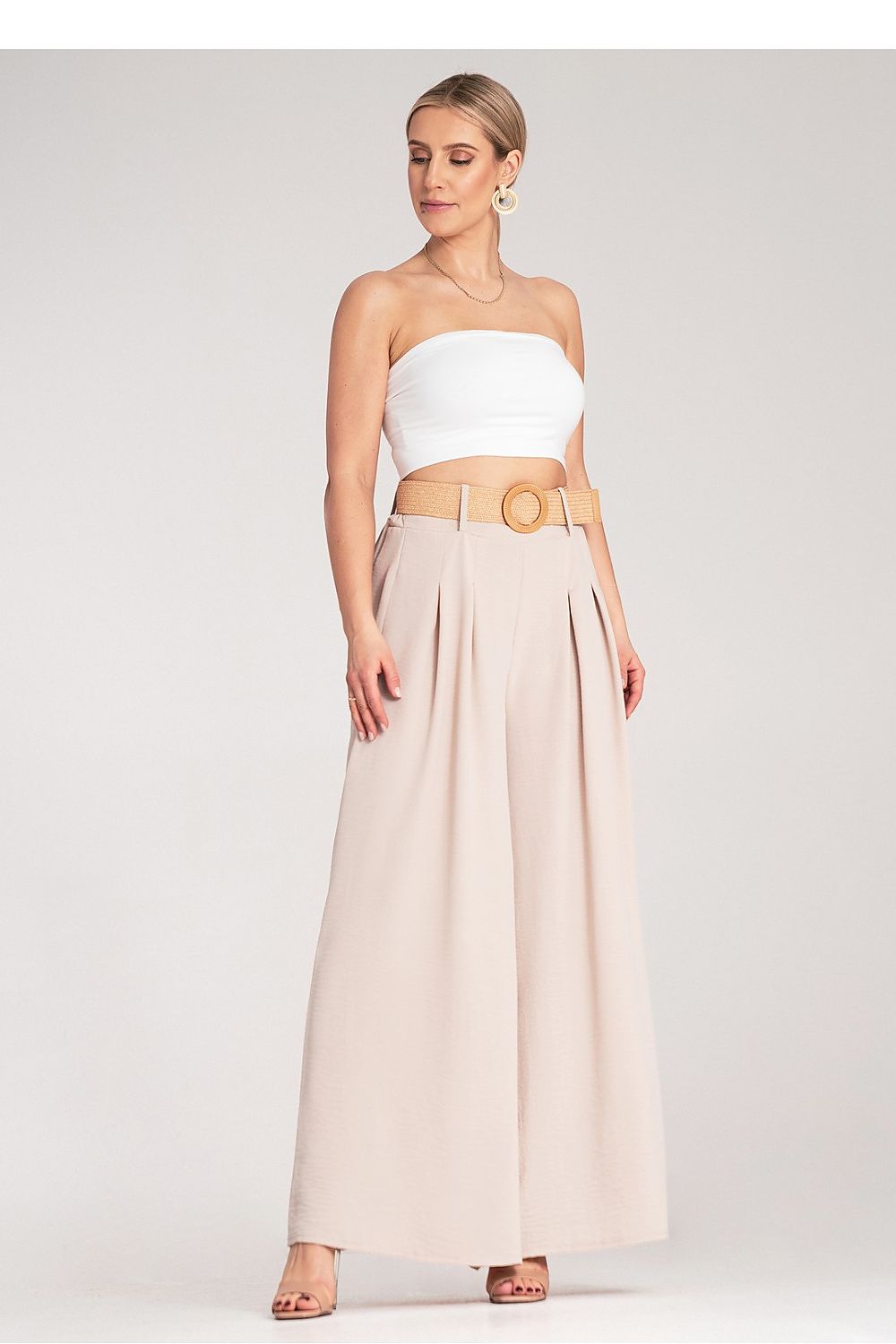 Damen Weithose hohe Taille – Mit Flechtgürtel