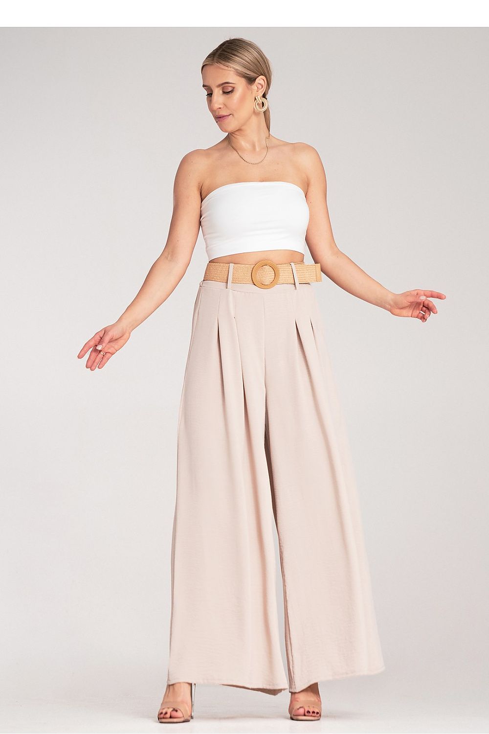 Damen Weithose hohe Taille – Mit Flechtgürtel
