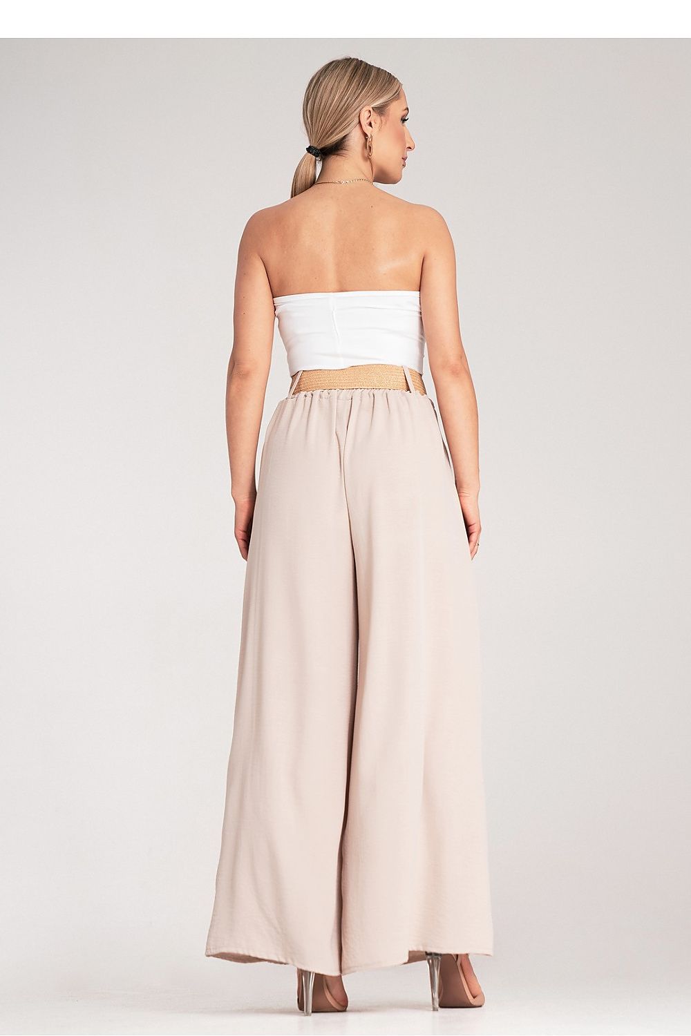 Damen Weithose hohe Taille – Mit Flechtgürtel