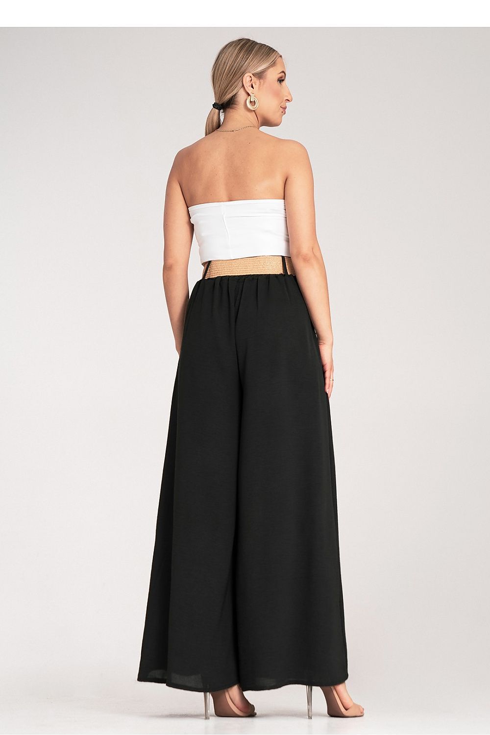 Damen Weithose hohe Taille – Mit Flechtgürtel