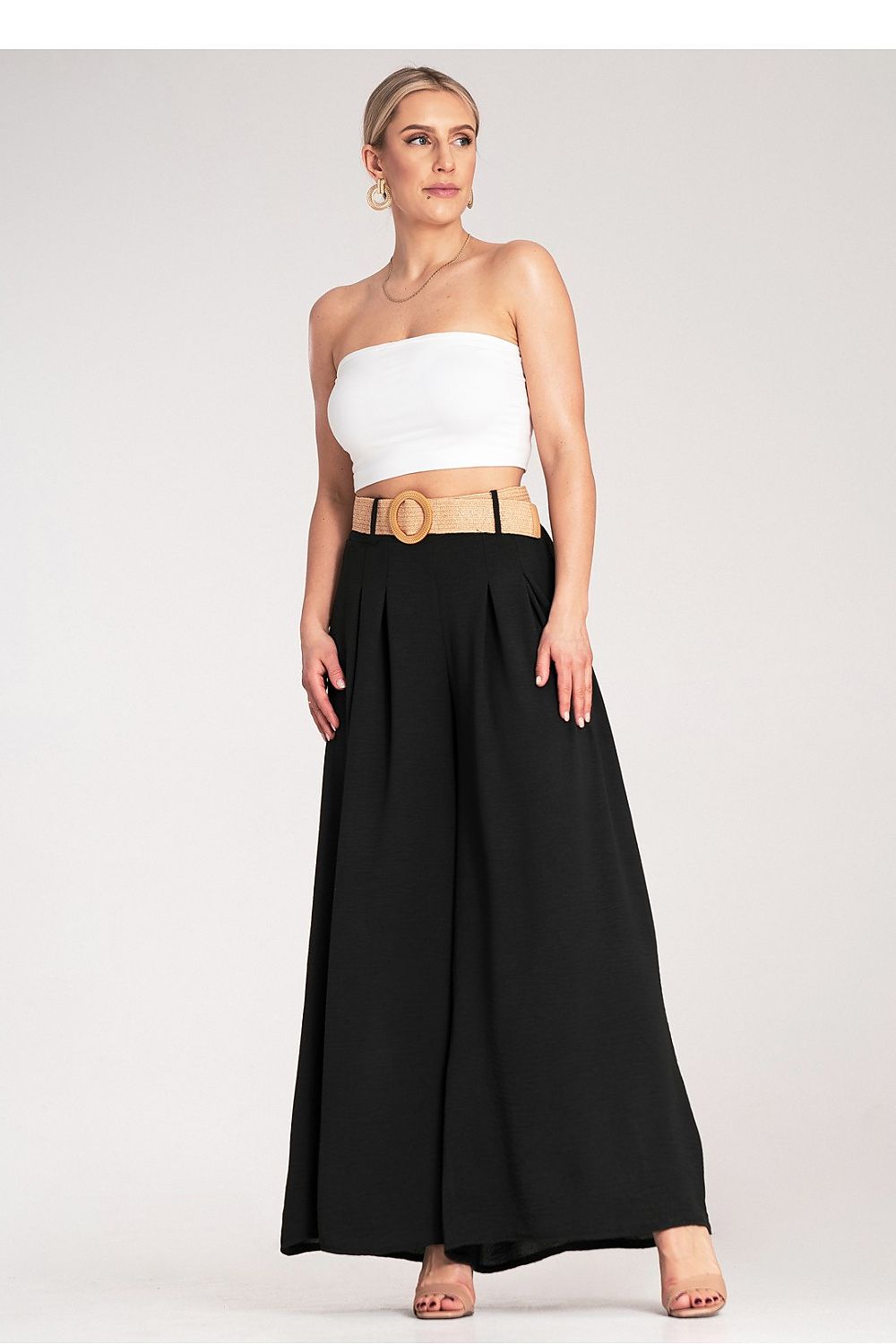 Damen Weithose hohe Taille – Mit Flechtgürtel