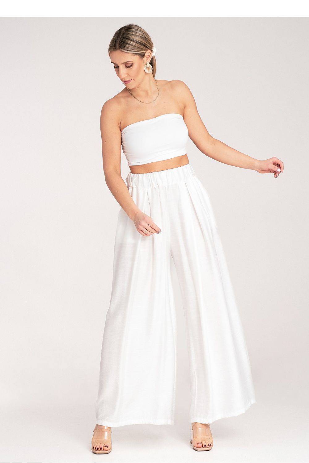 Weite Hose Damen Falten hohe Taille Viskose elegant